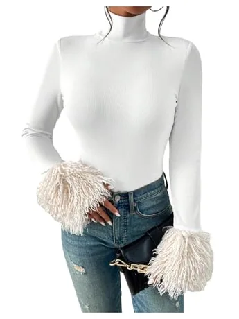 Long Sleeve Knit Bodysuit, White