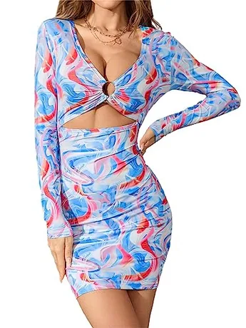 Mini Bodycon Dress, Blue