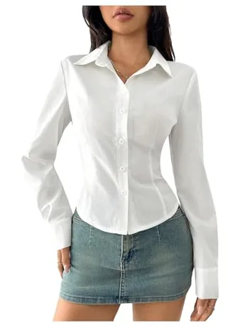 Petite Long Sleeve Blouse, White
