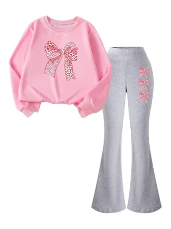 Long Sleeve Graphic Outfit Set, Pink (12 Years)