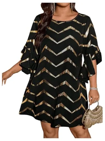 Plus Size Ruffle Dress, Black