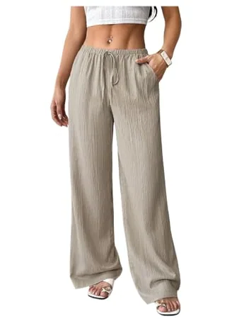 Petite Wide Leg Trousers, Khaki