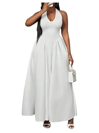 Maxi Halter Dress, White