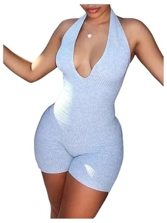 Sleeveless Knit Romper, Grey
