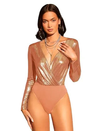 Long Sleeve Ruched Bodysuit, Orange