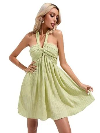 Mini Backless Dress, Green