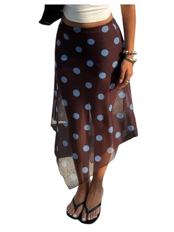 Midi Mesh Skirt, Brown