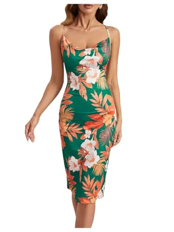 Sleeveless Satin Dress, Green