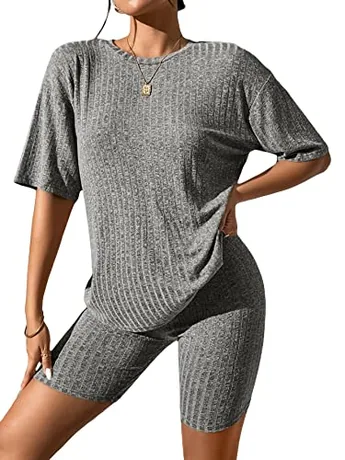 Petite Ribbed Outfit Set, Grey (Small)
