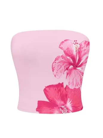 Floral Tube Top, Pink (Small)