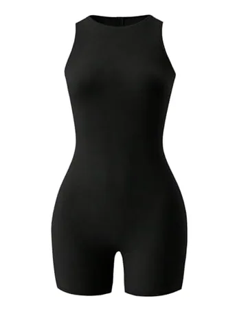 Sleeveless Bodycon Jumpsuit, Black (Large)