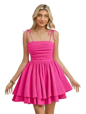Sleeveless Ruched Dress, Hot Pink (X-Large)