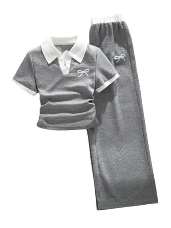 Short Sleeve Outfit Set, Grey (10 Years)