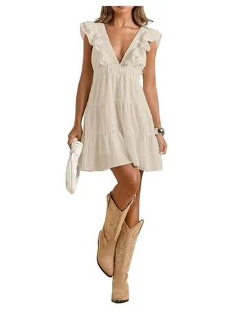 Sleeveless Ruffle Dress, Apricot