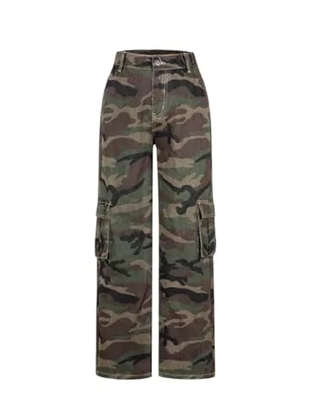 Wide Leg Denim Jeans, Army Green (11 Years)