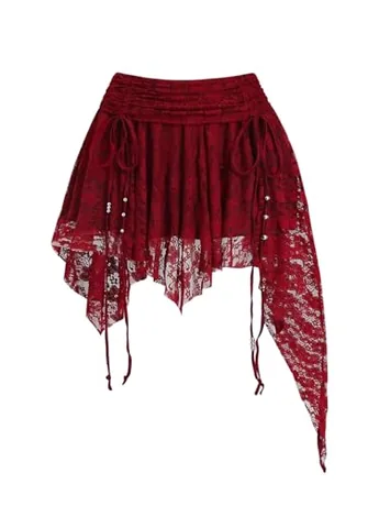 Lace Skirt, Red