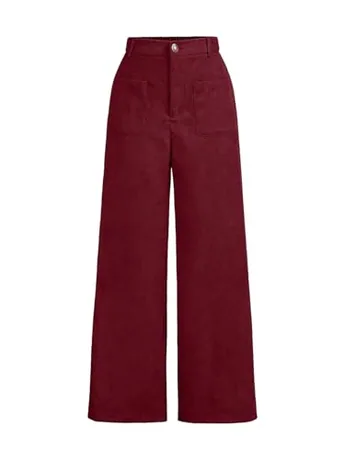 Wide Leg Trousers, Burgundy