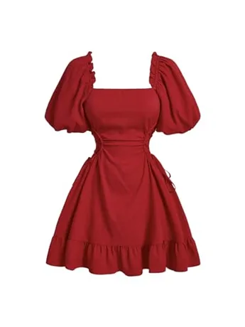 Ruffle Dress, Red (Small)