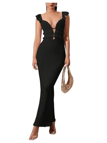 Maxi Knit Dress, Black (XX-Large)