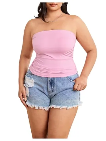 Plus Size Tube Top, Pink