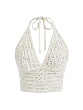 Knit Crop Top, White