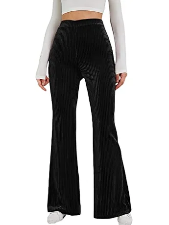 High Waisted Velvet Trousers, Black