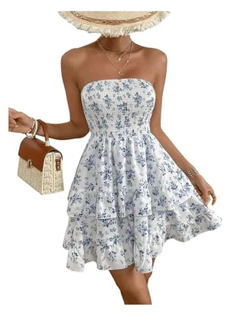 Floral Dress, Blue (XX-Small)