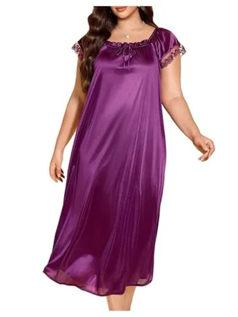 Plus Size Lace Sleep Set, Purple (3X-Large Plus)