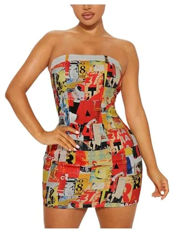 Mini Graphic Dress, Multicolour (Large)