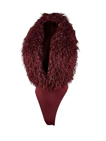 Sleeveless Halter Bodysuit, Burgundy