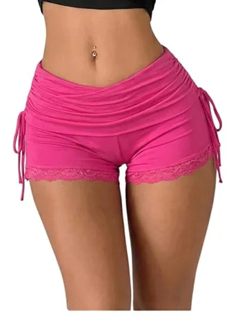 Mini Lace Shorts, Hot Pink