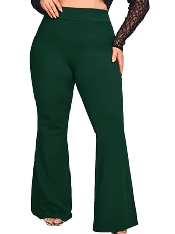 Plus Size Knit Trousers, Dark Green