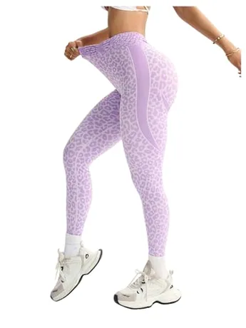 Leopard Leggings, Purple