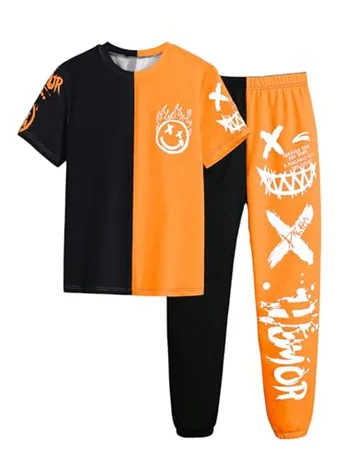 Short Sleeve Graphic Outfit Set, Yellow