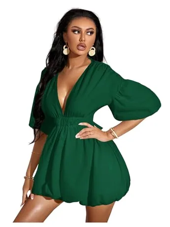 Ruffle Dress, Dark Green