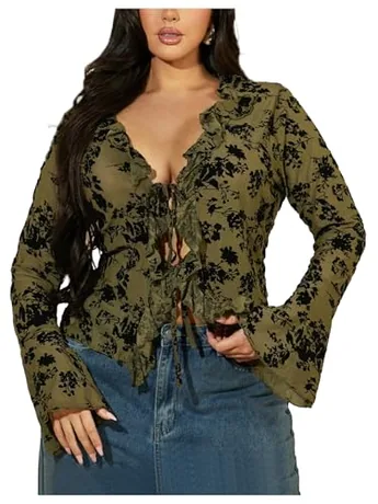 Plus Size Lace Top, Army Green