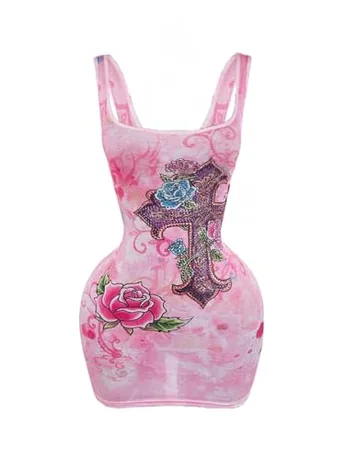 Mini Floral Dress, Pink
