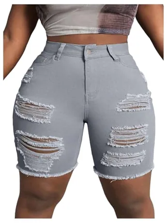 Plus Size High Waisted Denim Jeans, Grey