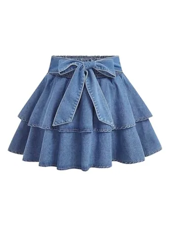 Plus Size Mini Denim Skirt, Blue (4X-Large Plus)