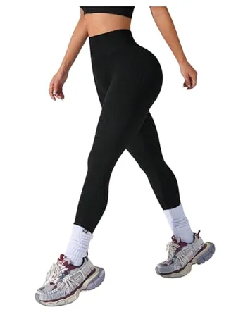 High Waisted Ribbed Leggings, Black