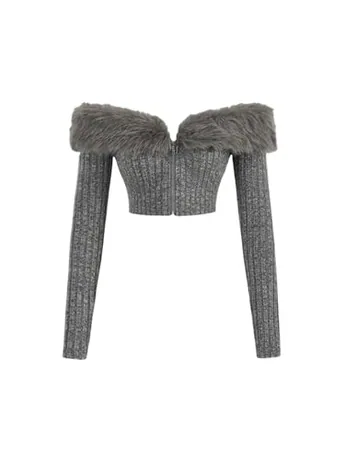 Off Shoulder Jacket, Grey