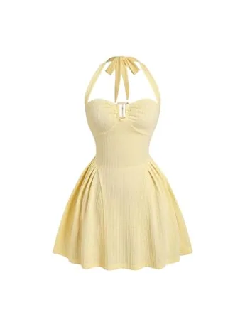 Mini Halter Dress, Yellow