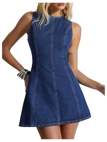Mini Denim Dress, Blue