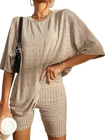 Short Sleeve Outfit Set, Khaki (Large)
