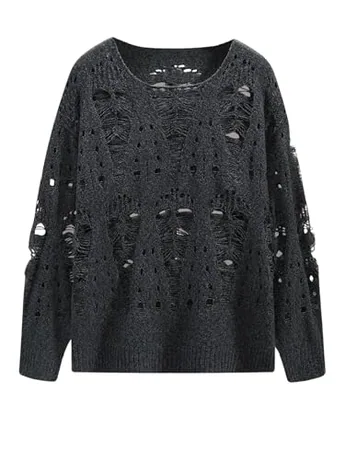 Long Sleeve Knit Knitwear, Grey