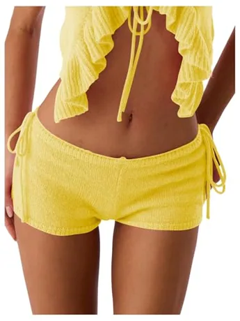 Mini Knit Shorts, Yellow