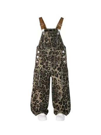 Denim Jumpsuit, Leopard
