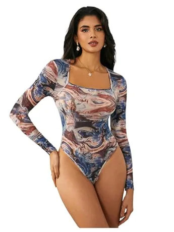Long Sleeve Bodysuit, Blue