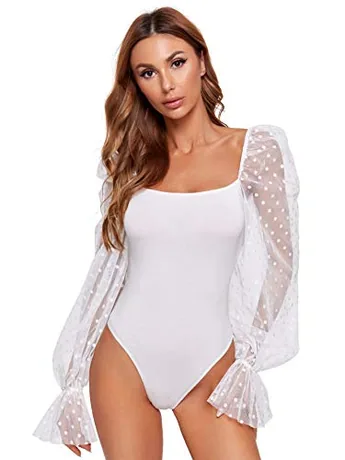 Long Sleeve Mesh Bodysuit, Off-White