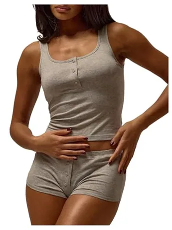 Sleeveless Sleep Set, Grey